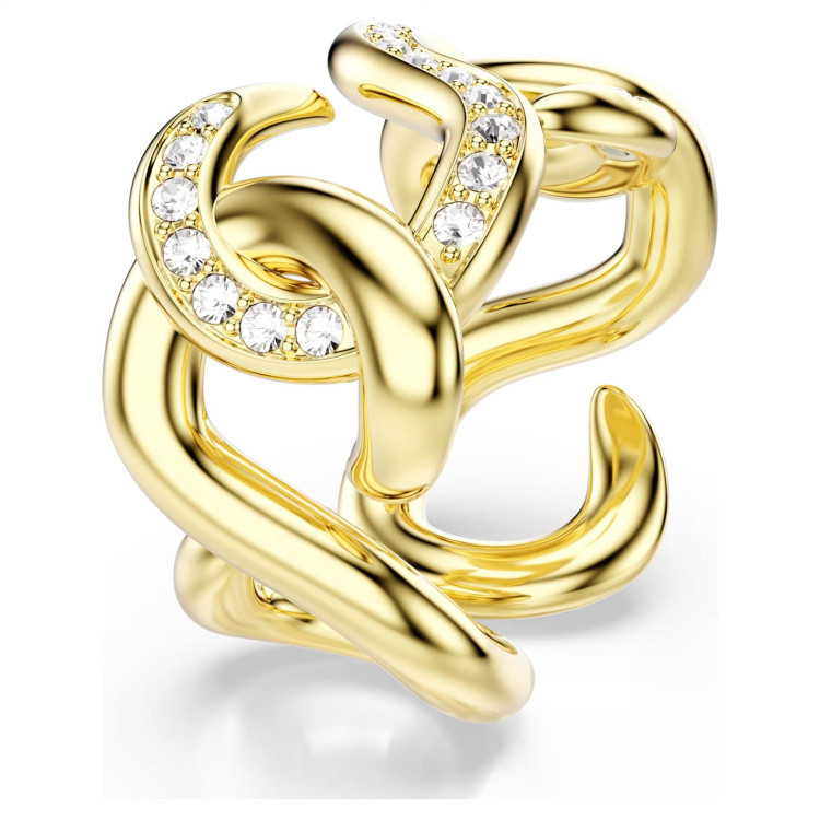 Dextera open ringRound cut, White, Gold-tone plated